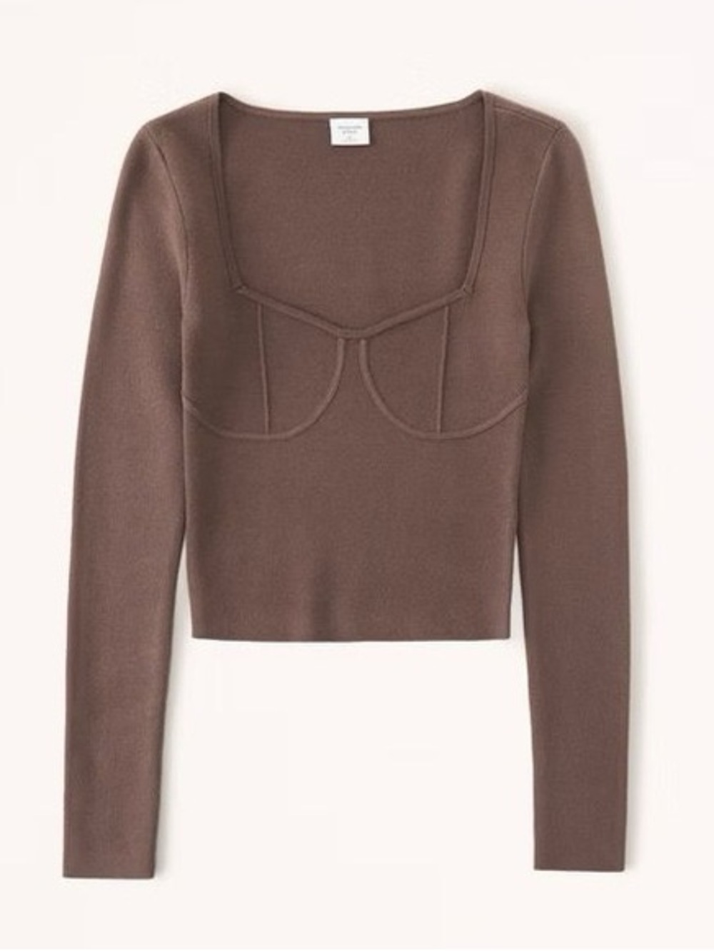 Abercrombie & Fitch Brown Corset Long Sleeved Sweater Top Size Medium - Picture 1 of 2